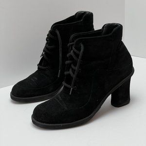 ❤️DKNY❤️ Black Leather Suede Shoes Size 7.5 Heels Donna Karan New York 3" Heel